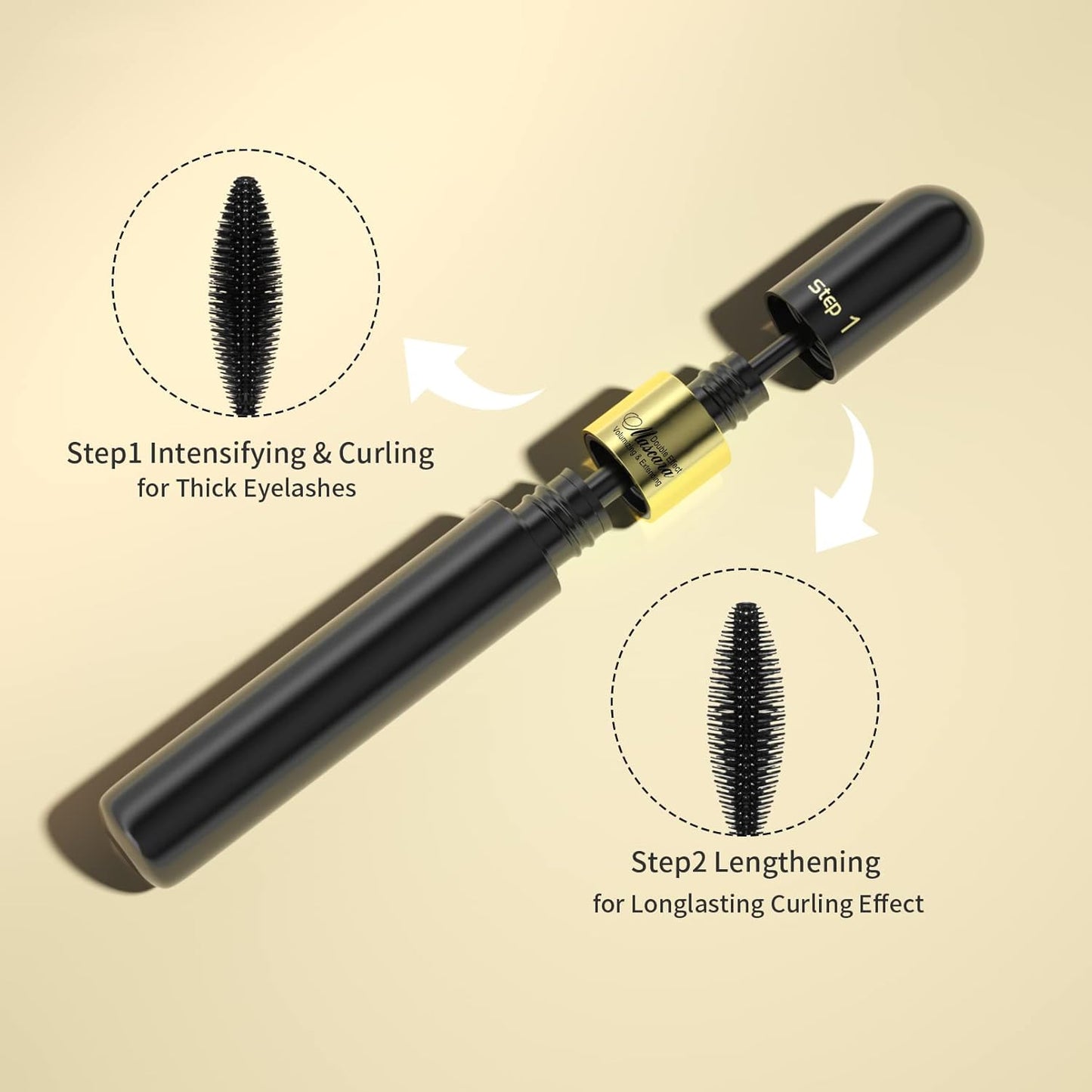 2-in-1 4D Lash Mascara - Achieve 5X Longer, Waterproof, Clump-Free Lashes (2-Pack)