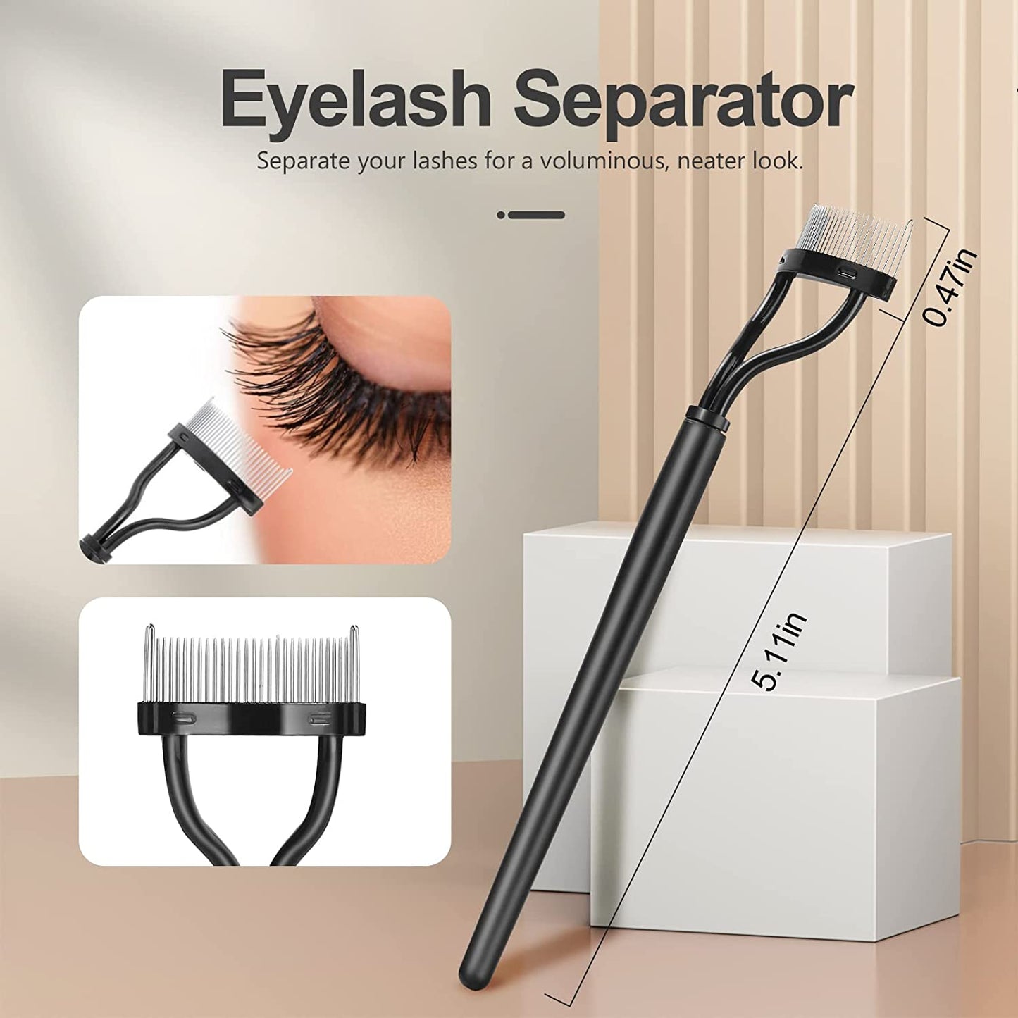 Professional 3-Piece Eye Makeup Tool Set: Eyebrow Brush, Eyelash Separator & Lash Spoolie