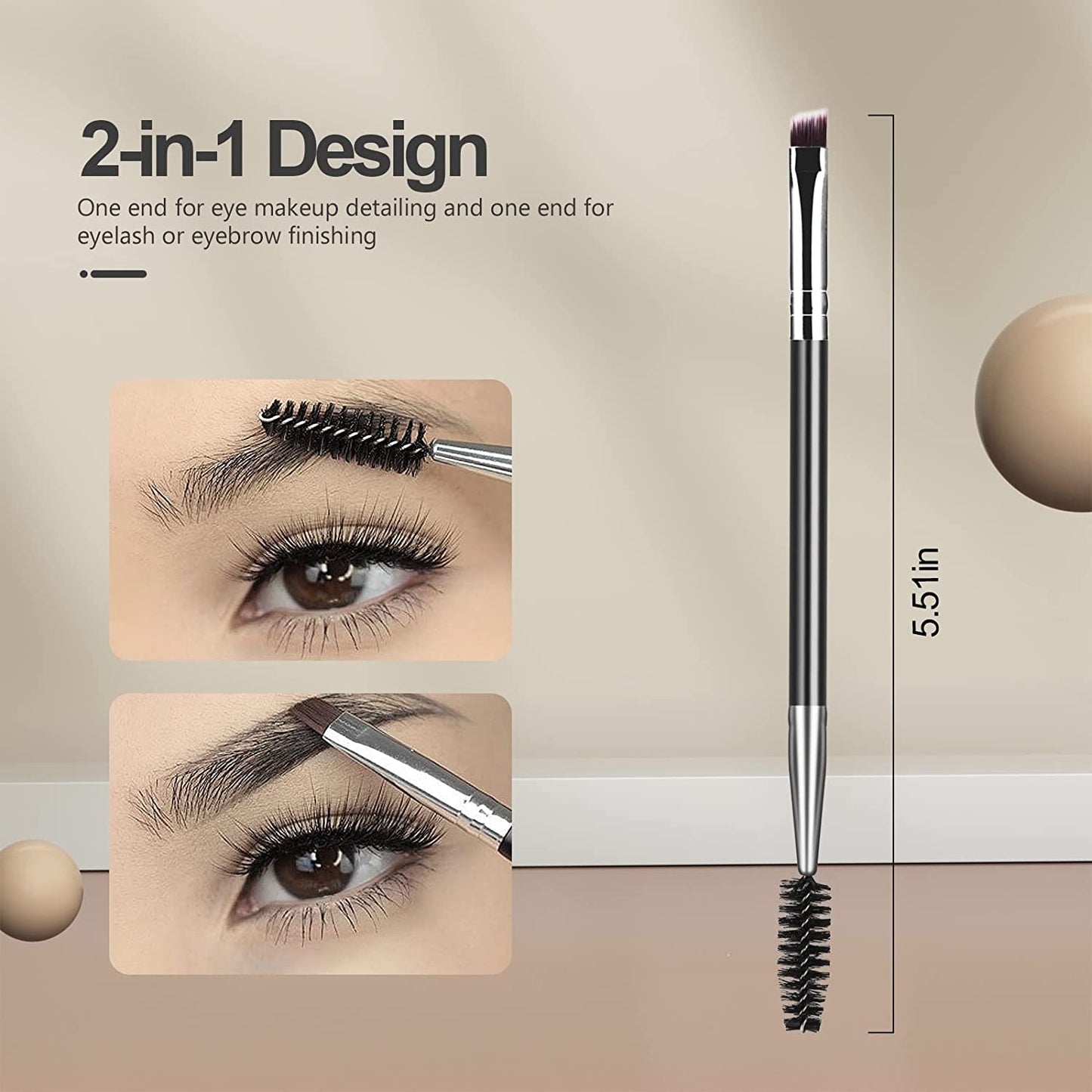 Professional 3-Piece Eye Makeup Tool Set: Eyebrow Brush, Eyelash Separator & Lash Spoolie