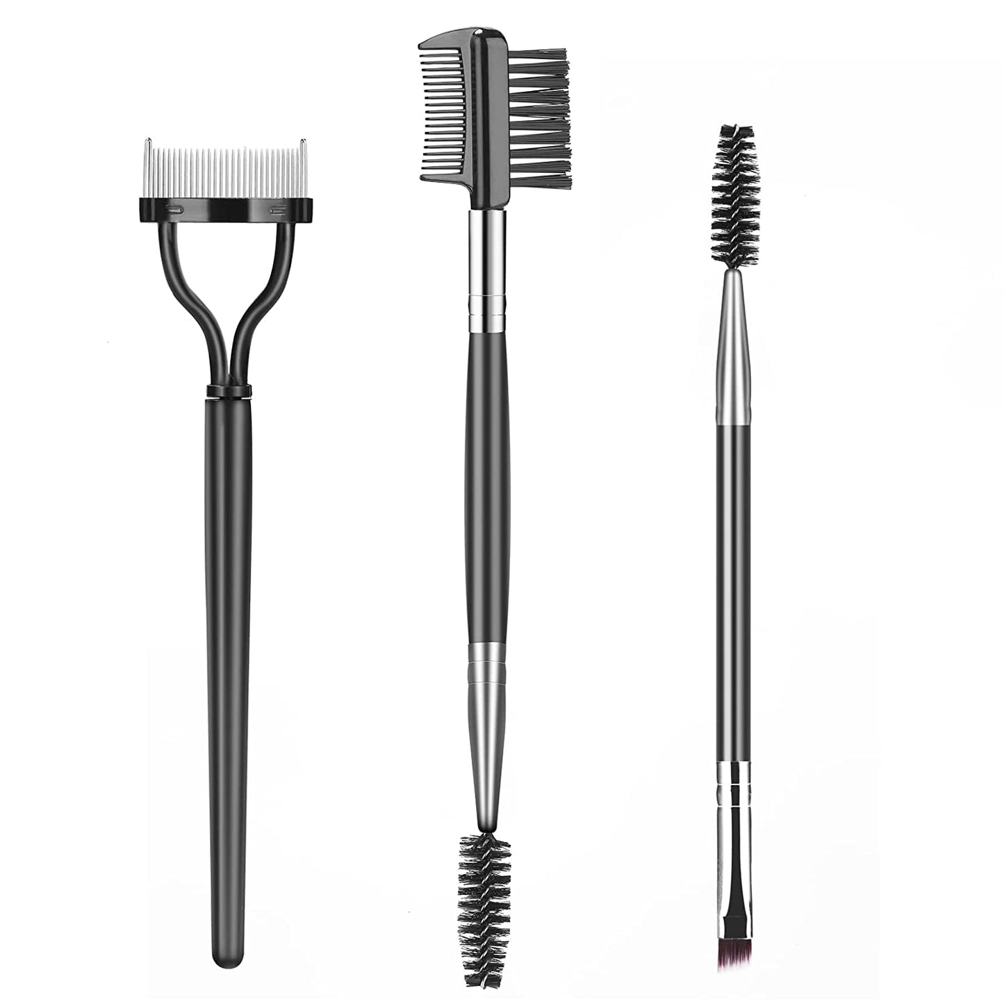 Professional 3-Piece Eye Makeup Tool Set: Eyebrow Brush, Eyelash Separator & Lash Spoolie