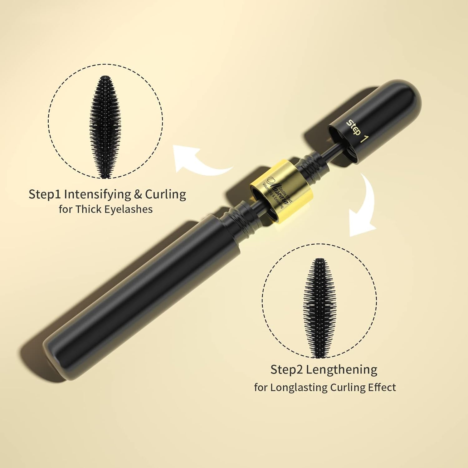 2-in-1 4D Lash Mascara - Achieve 5X Longer, Waterproof, Clump-Free Lashes (2-Pack)