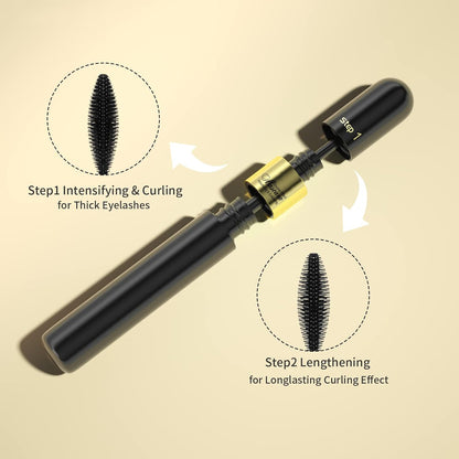 2-in-1 4D Lash Mascara - Achieve 5X Longer, Waterproof, Clump-Free Lashes (2-Pack)
