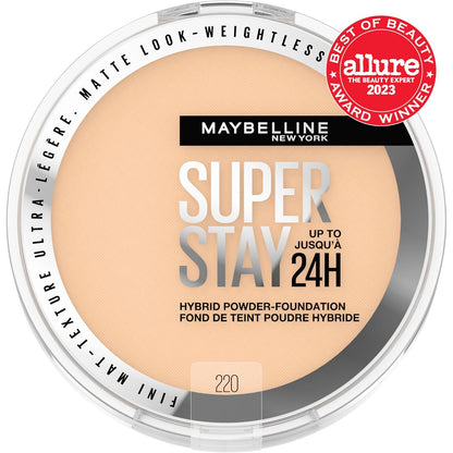 Super Stay 24HR Hybrid Powder Foundation - Long-Lasting Medium to Full Coverage, Matte Finish in Shade 220
