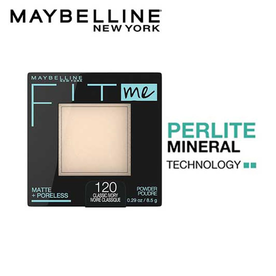 Fit Me Matte + Poreless Foundation & Pressed Powder Duo - Classic Ivory, Oil-Free Makeup for Flawless Skin