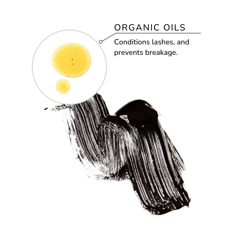 Midnight Natural Healthy Lash Mascara - Hypoallergenic, Volume & Length, Clean Ingredients, Smudge Proof