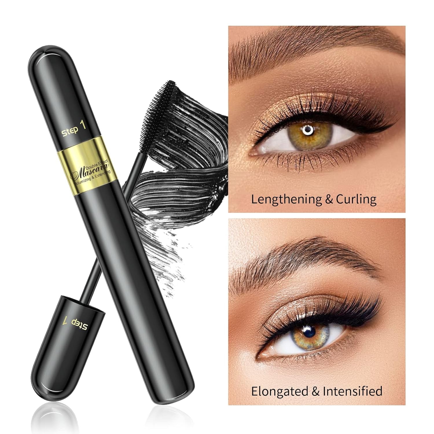 2-in-1 4D Lash Mascara - Achieve 5X Longer, Waterproof, Clump-Free Lashes (2-Pack)