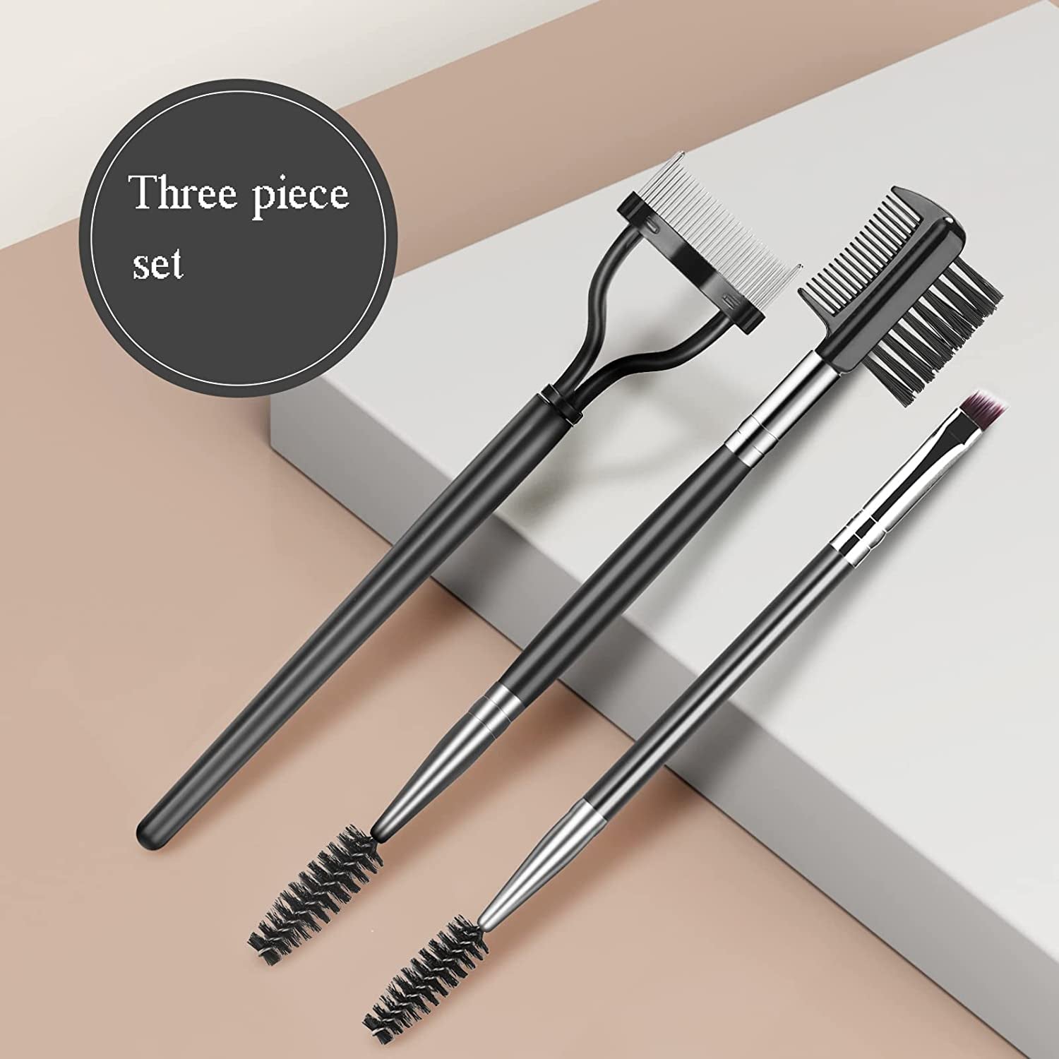 Professional 3-Piece Eye Makeup Tool Set: Eyebrow Brush, Eyelash Separator & Lash Spoolie