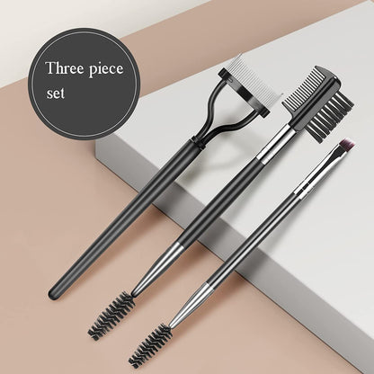 Professional 3-Piece Eye Makeup Tool Set: Eyebrow Brush, Eyelash Separator & Lash Spoolie