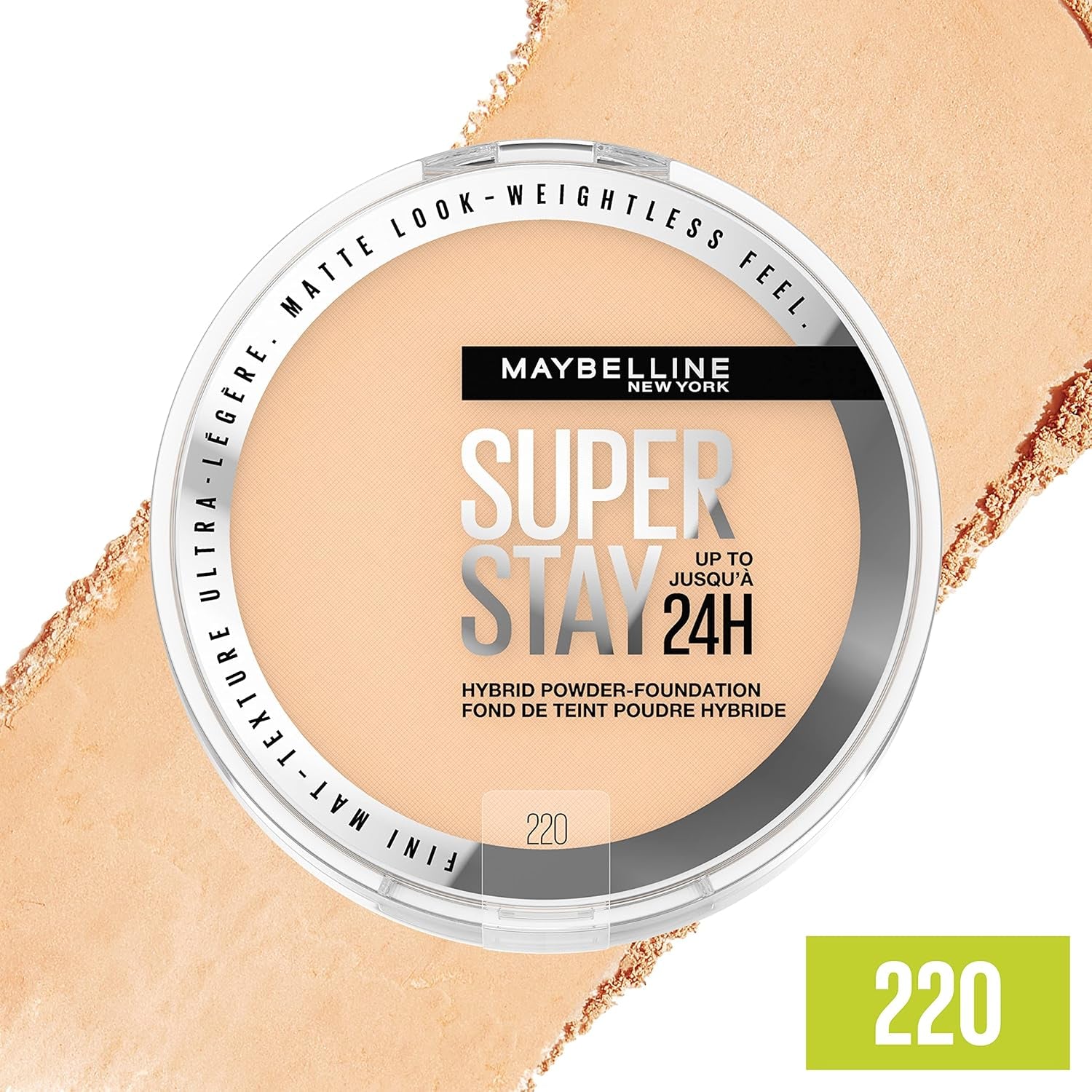 Super Stay 24HR Hybrid Powder Foundation - Long-Lasting Medium to Full Coverage, Matte Finish in Shade 220