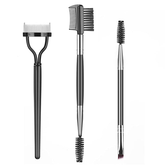 Professional 3-Piece Eye Makeup Tool Set: Eyebrow Brush, Eyelash Separator & Lash Spoolie
